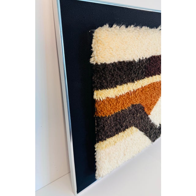 Textile Vintage 1960s Hojer Eksport Wilton Style Geometric Rya Wool Rug Wall Art Framed For Sale - Image 7 of 9