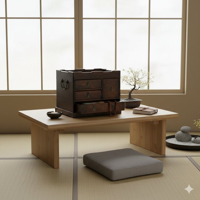 Burnt Umber Oriental Small Drawer Burl Pattern Accent Treasure Chest Box For Sale - Image 8 of 8