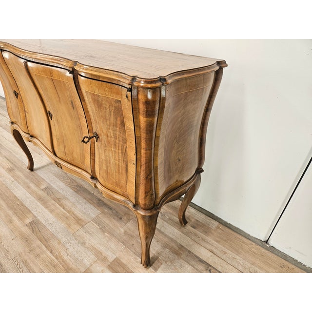Baroque Small Baroque-Style Walnut Sideboard with Four Doors, 1960 For Sale - Image 3 of 18