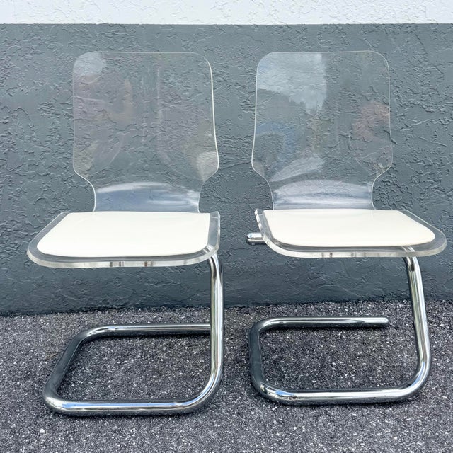 Mid-Century Modern Mid Century Modern Chrome and Lucite Dining Chairs by Hill Manufacturing - Set of 4 For Sale - Image 3 of 12