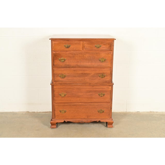 A gorgeous Georgian or Chippendale style six-drawer highboy dresser or chest of drawers By Kling Furniture Co. USA, Circa...