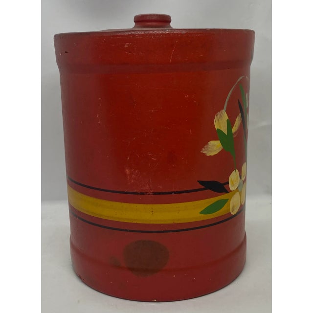 Red 1940’s Hand Painted Stoneware Cookie Jar For Sale - Image 8 of 13