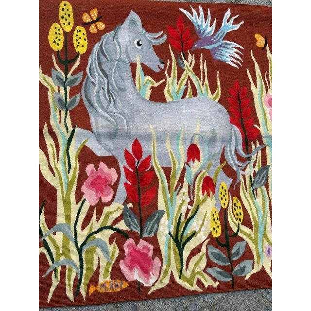 Handwoven Aubusson Tapestry Robert Four Workshops – After a Design by Michèle Ray titled "vif d'argent " (Quicksilver )...