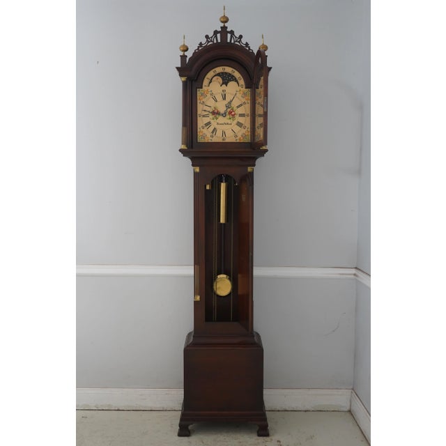Traditional Colonial Simon Willard Federal Inlaid Mahogany Grandfather Clock For Sale - Image 3 of 18