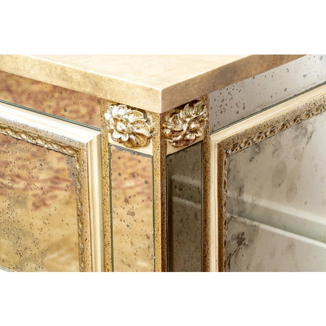 Late 20th Century Julia Gray LTD Venetian Style Mirrored Faux Marble Top Two Drawer Commode Chest For Sale - Image 4 of 11