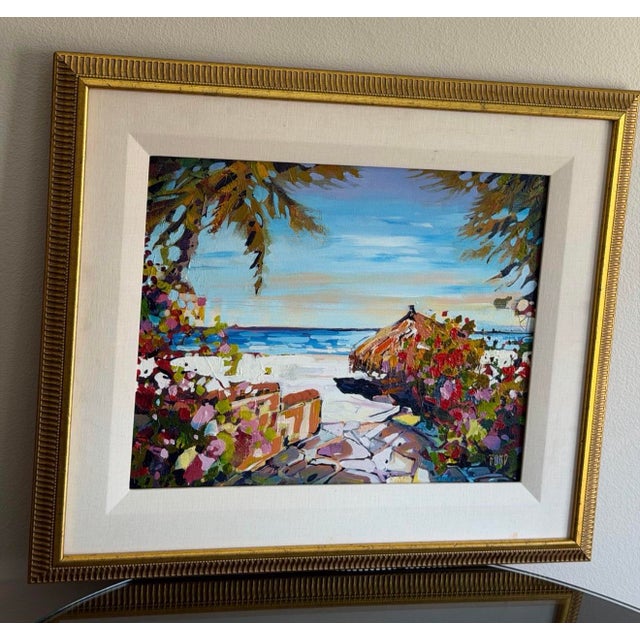 Original Rick Bond “Caribbean” Tropical Coastal Landscape Painting, Framed For Sale - Image 9 of 12