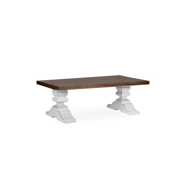 Early 21st Century Walnut Top and White Pedestal Legs Dining Room Table For Sale - Image 4 of 5