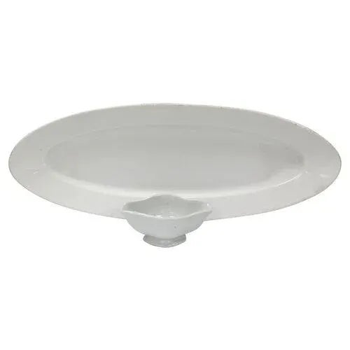 Mid 20th Century Vintage French Porcelain Fish Serving Platter & Sauce Boat- 2 Pieces For Sale - Image 5 of 5