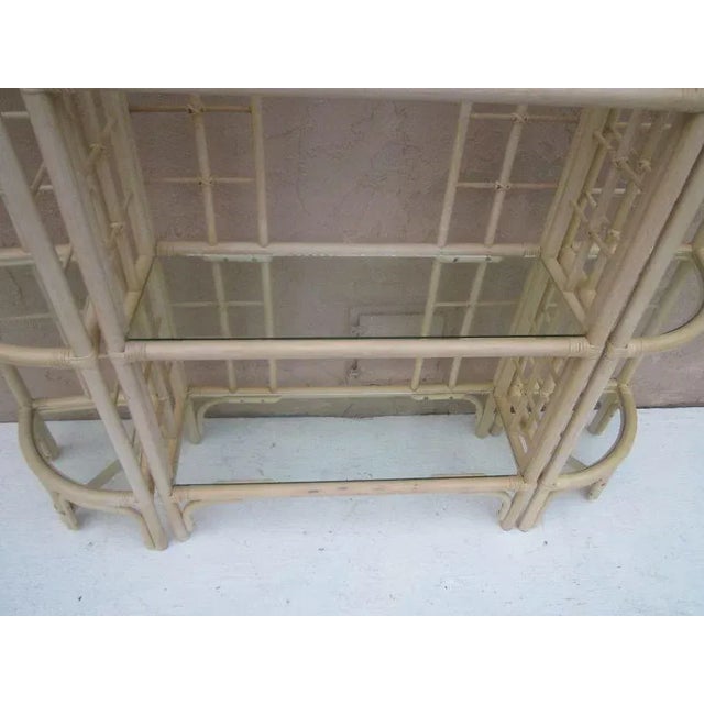 1980s Coastal Style Natural Wicker Rattan Pagoda Etagere For Sale - Image 11 of 13
