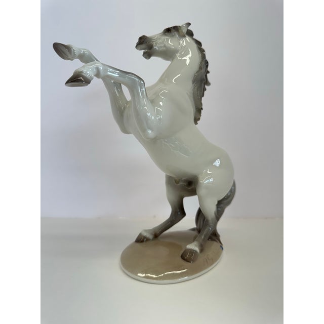 Vintage Nymphenburg Hand-Painted Porcelain Rearing Stallion Figurine Signed by August Göhring For Sale - Image 4 of 12