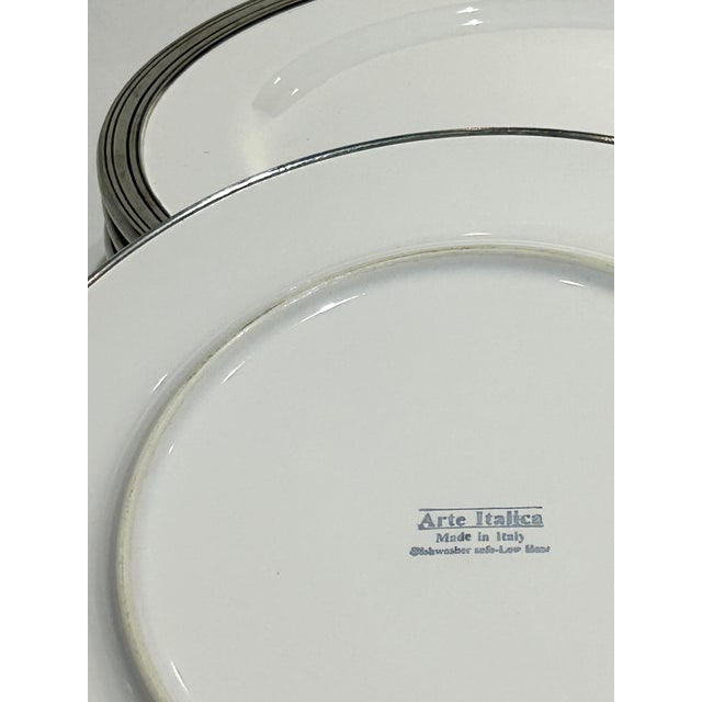 Tuscan 8 Piece Arte Italica Tuscan Pewter Rim Dinner Plates For Sale - Image 3 of 4