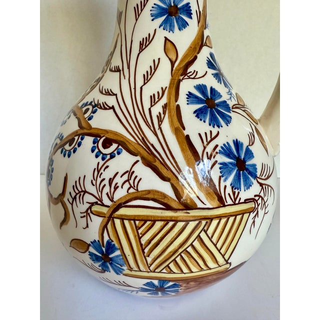 Vintage Spanish Hand-Painted Ceramic Pitcher For Sale In Los Angeles - Image 6 of 12