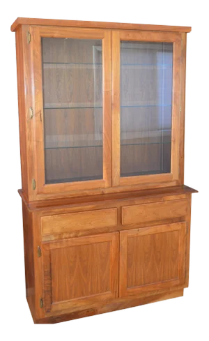 1980s Custom Walnut Two-Piece China / Display Cabinet