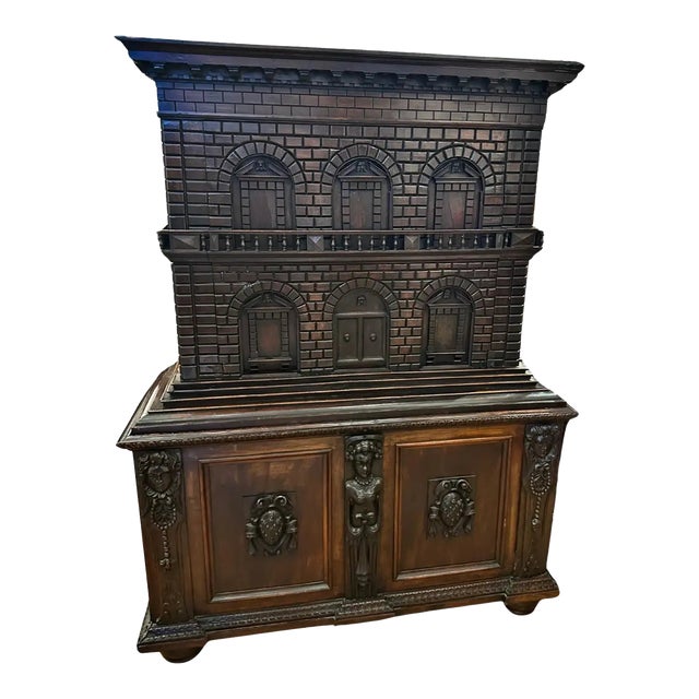 Italian Renaissance Walnut Collector's Cabinet or Vargueno For Sale