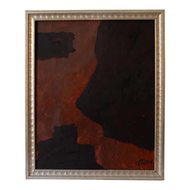 Contemporary Artwork by Irene Alard Original Abstract Painting in Deep Red & Black – Framed For Sale