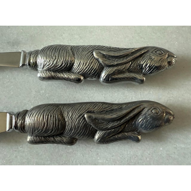 Arthur Court Vintage Arthur Court Cheese Knife Set With Rabbit Handles For Sale - Image 4 of 7