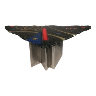 1990s Greg Sheres Coffee Table With Granite Top For Sale