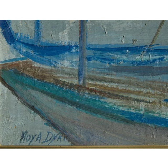 Beautiful and evocative oil painting by the great french school artist moya dyring specializing in marinas. it depicts a...