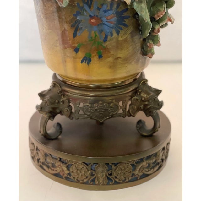 19th C. Over-Scale Lamp W/3-Dimensional Floral Details & Orientalist Bronze Mounts For Sale - Image 10 of 13