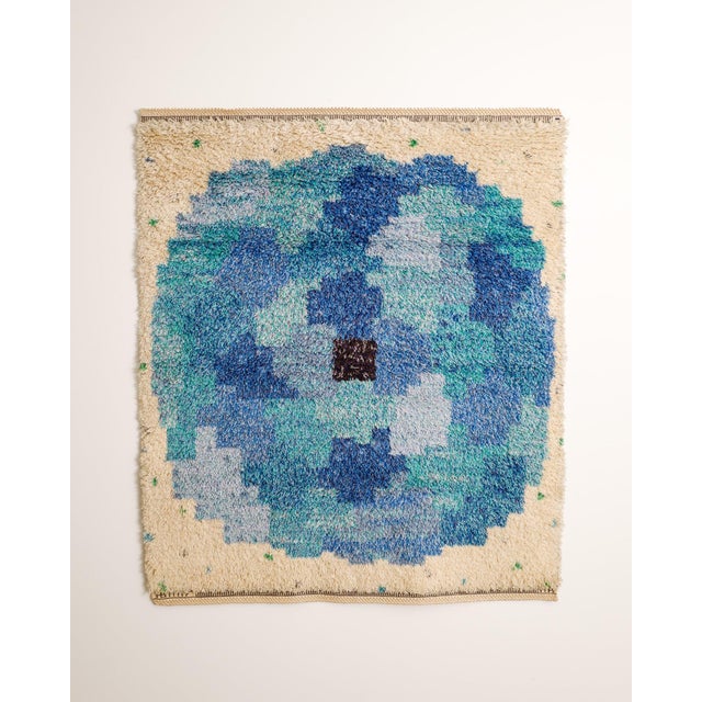 Swedish Mid Century Woven Wool Pine Blå Rosen Rug by Marianne Richter for MMF, Märta Måås-Fjetterström, 1970s For Sale - Image 3 of 8