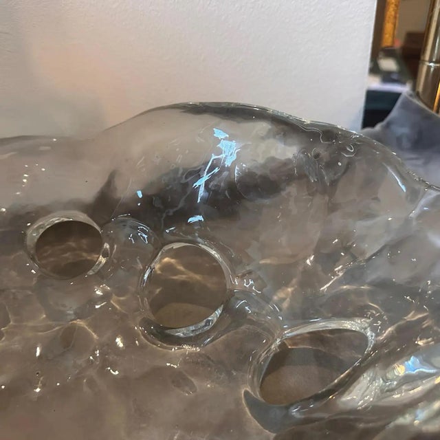 1970s Modernist Clear Murano Glass Oval Italian Centerpiece For Sale - Image 10 of 12