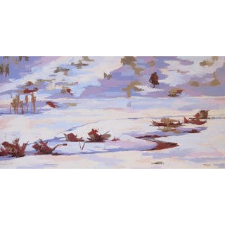 Alonge by Hadley Rampton | Oil on Canvas Landscape with snow and sparse vegetation For Sale