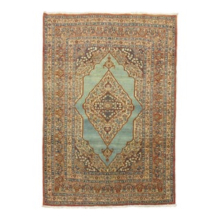 Early 20th Century Turquoise Tabriz Haji Jali Li Li Rug For Sale