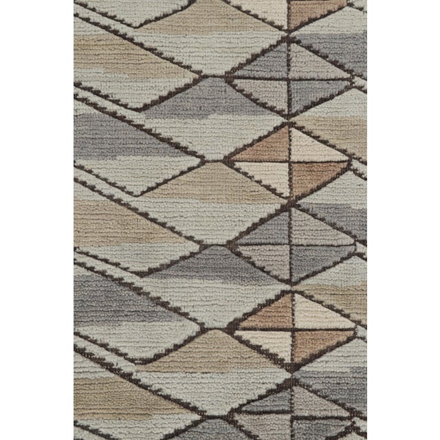 Rug & Kilim’s Scandinavian Style Rug in Beige-Brown and Gray Geometric Patterns For Sale In New York - Image 6 of 7