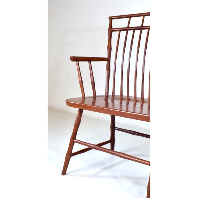 Vintage American Birdcage Windsor Bench, 1990's After Nichols & Stone For Sale - Image 13 of 14