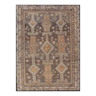 Antique Persian Lori Rug With All-Over Geometric Tribal Design on a Grey Field 5'2 X 7'4 For Sale