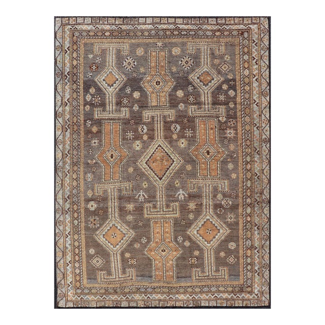 Antique Persian Lori Rug With All-Over Geometric Tribal Design on a Grey Field For Sale