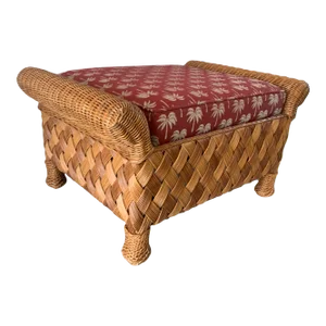 Late 20th Century Palecek Big Daddy Rattan Wicker Oversized Ottoman
