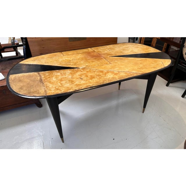 1980s Modern Richard Shapiro Studiolo Designer Parchment Dining Table For Sale - Image 5 of 7