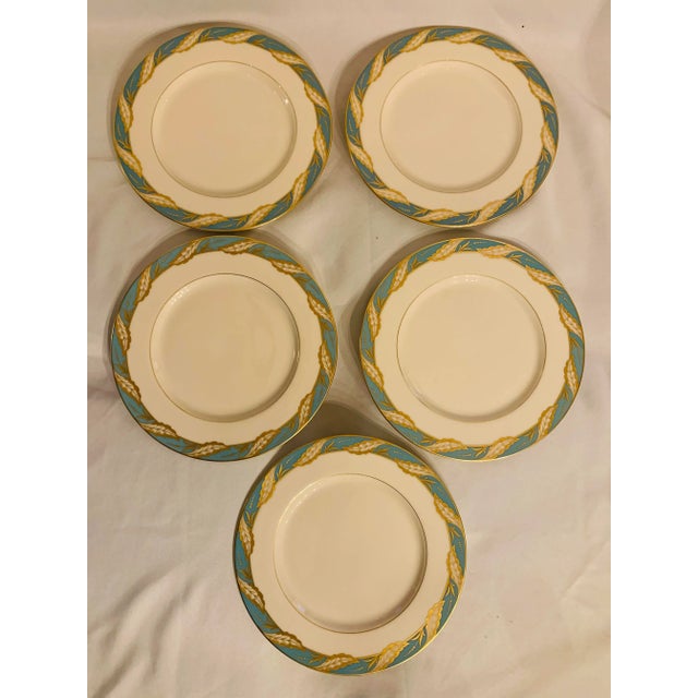 Late 20th Century Lenox "Bellevue" Sea Green Dinner Plates - Set of 5 For Sale - Image 10 of 10