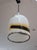 Beautiful pendant lamp. Italy, 1970s. Chrome-plated metal frame. It supports a magnificent thick Murano opaline glass...