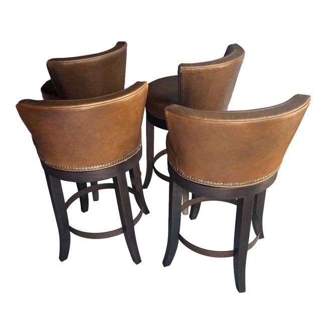 Retail for set of 4, over $15,500. Crafted with understated sophistication, the Lee Industries L5983-51SW leather swivel...