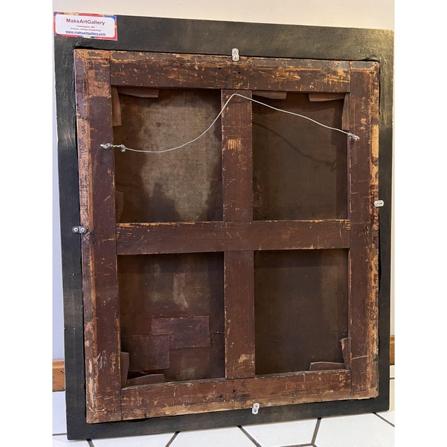 Textile Late 18th Century Original Antique Oil Painting in Canvas, Genre Scene, Gold Frame For Sale - Image 7 of 12