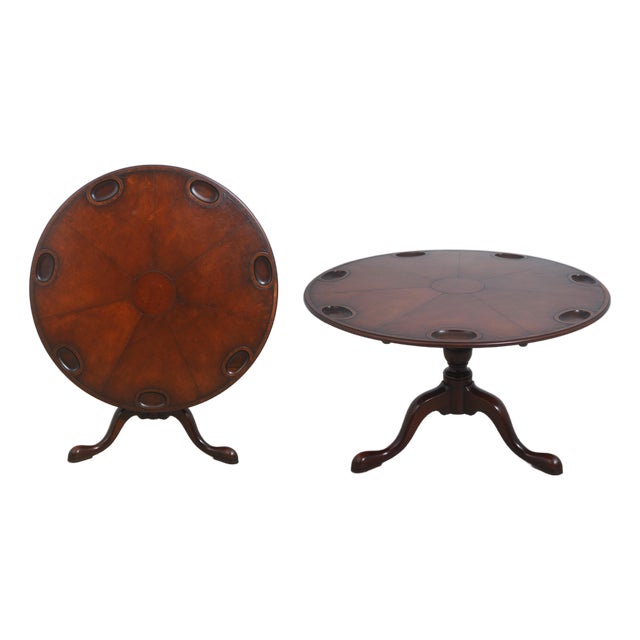Kittinger Colonial Williamsburg Cw-41 Leather Top Tilt Games Table For Sale