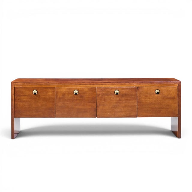 Edward Wormley for Dunbar Mid Century Rosewood, Oak and Brass Credenza This credenza measures: 80 wide x 18 deep x 27...