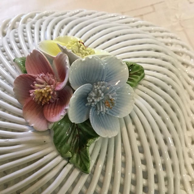 Vintage Capodimonte Lattice Box With Flowered Lid For Sale - Image 4 of 8
