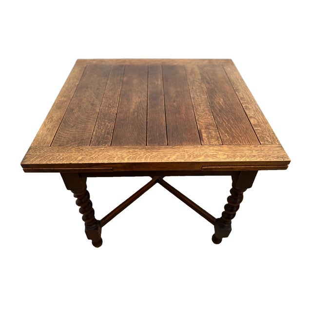 Antique Expanding Pub Kitchen Table Barley Twist Legs Quarter Sawed Tiger Oak For Sale In Palm Springs - Image 6 of 12