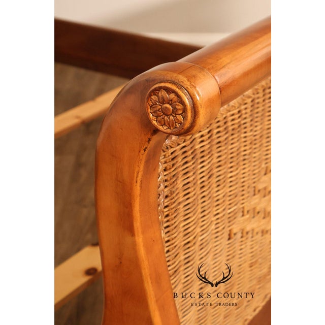 Lexington Cherry And Wicker Queen Sleigh Bed For Sale In Philadelphia - Image 6 of 18