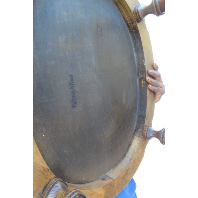 Ethan Allen French Two Tiers Oval Caned End Side Tables a Pair For Sale In Miami - Image 6 of 12