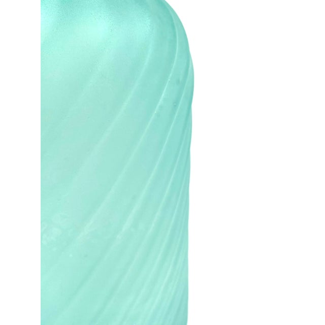 Glass 1970s Gino Cenedese Aqua Green Murano Frosted Glass Vase For Sale - Image 7 of 9