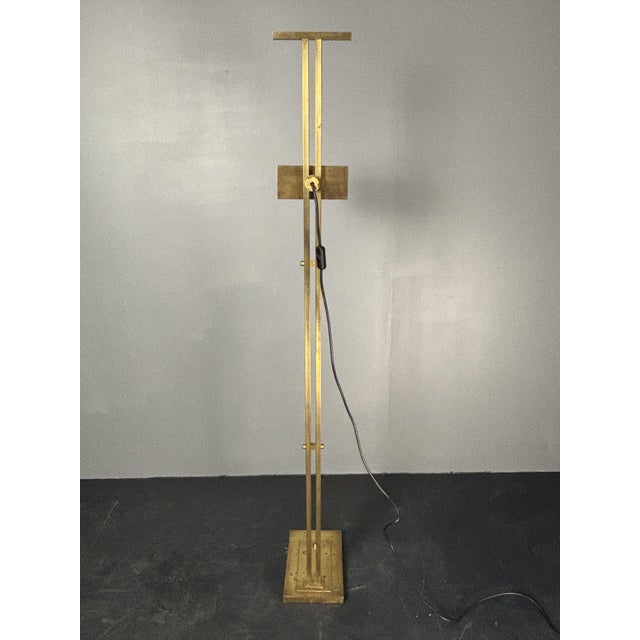 Art Deco Bauhaus Brass Adjustable Floor Lamp in the style of Marcel Breuer, 1980s For Sale - Image 13 of 18