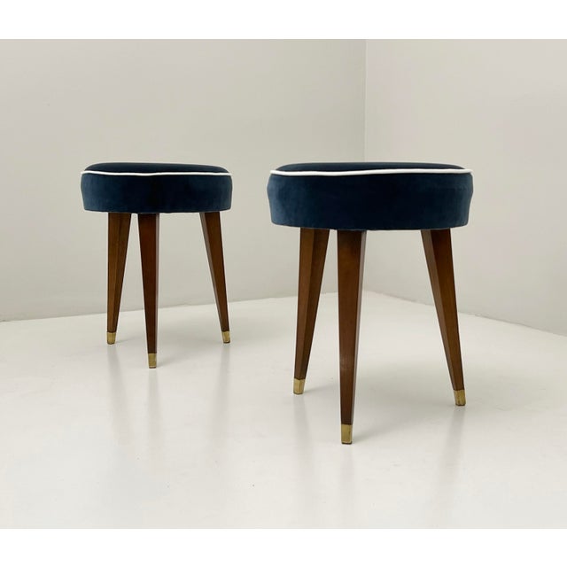 Mid-Century Modern Poufs attributed to Gio Ponti, 1950s, Set of 2 For Sale - Image 3 of 6