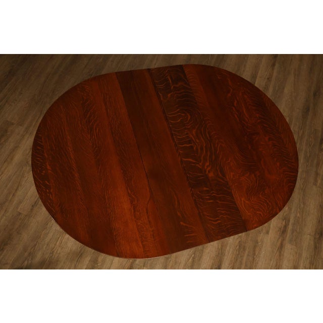 Antique L. & J.G. Stickley No. 716 Mission Oak Shoe Foot Round Dining Table For Sale In Philadelphia - Image 6 of 18