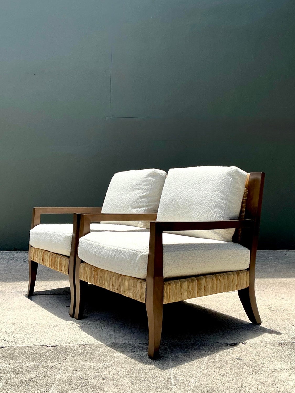 Vintage Ej Victor “Fishers Island” Rush Lounge Chairs - A Pair - Top view