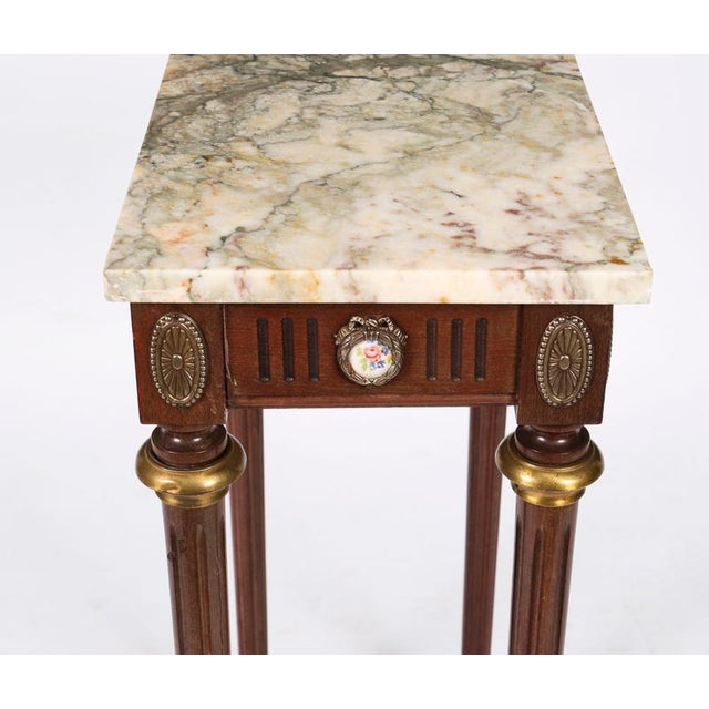 Small Antique Console Table with Sevres Plaques and Marble Top, 1950s For Sale - Image 4 of 11