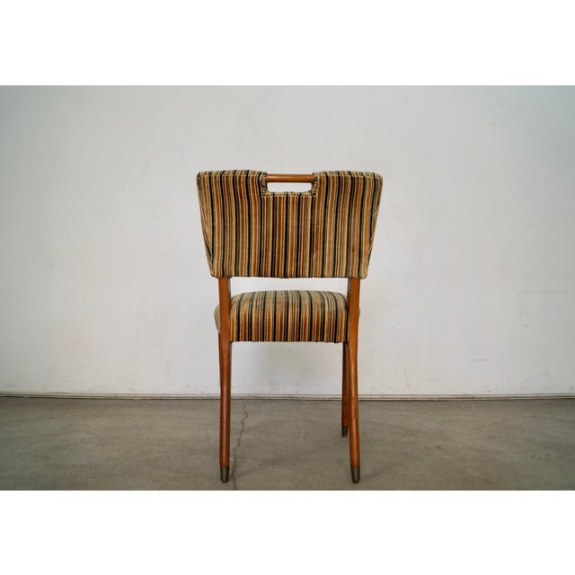 Wood 1950’s Mid-Century Modern Velvet Side Chair For Sale - Image 7 of 12